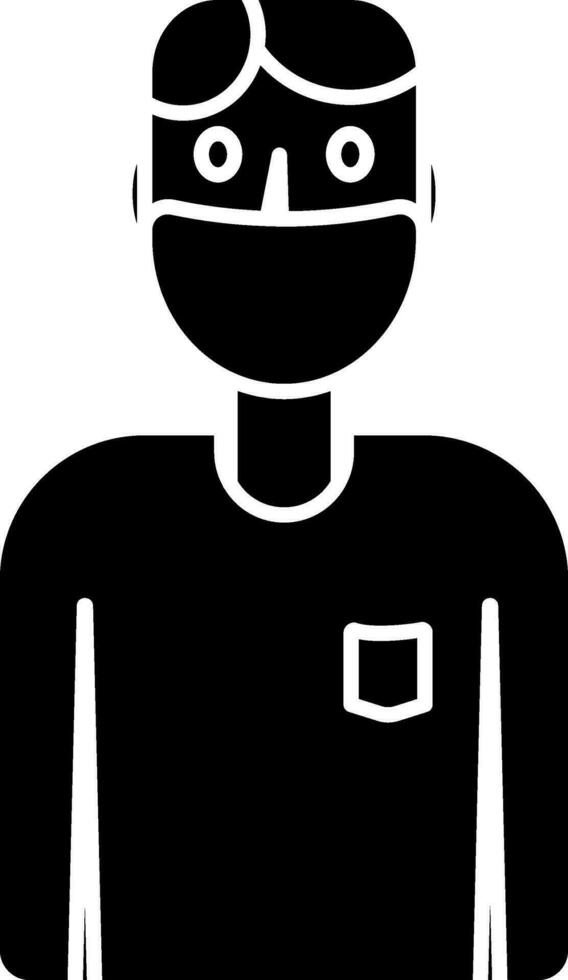 negro y blanco ilustración de hombre vistiendo médico máscara icono. vector
