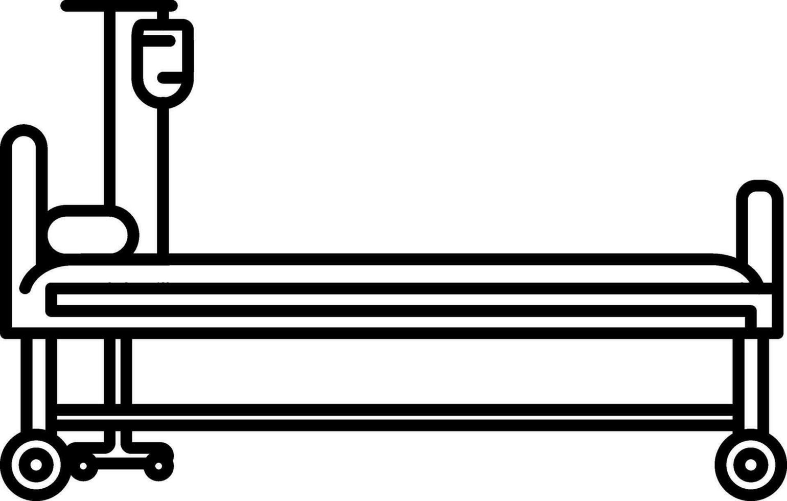 Stretcher Bed with IV Bag Stand line icon. vector