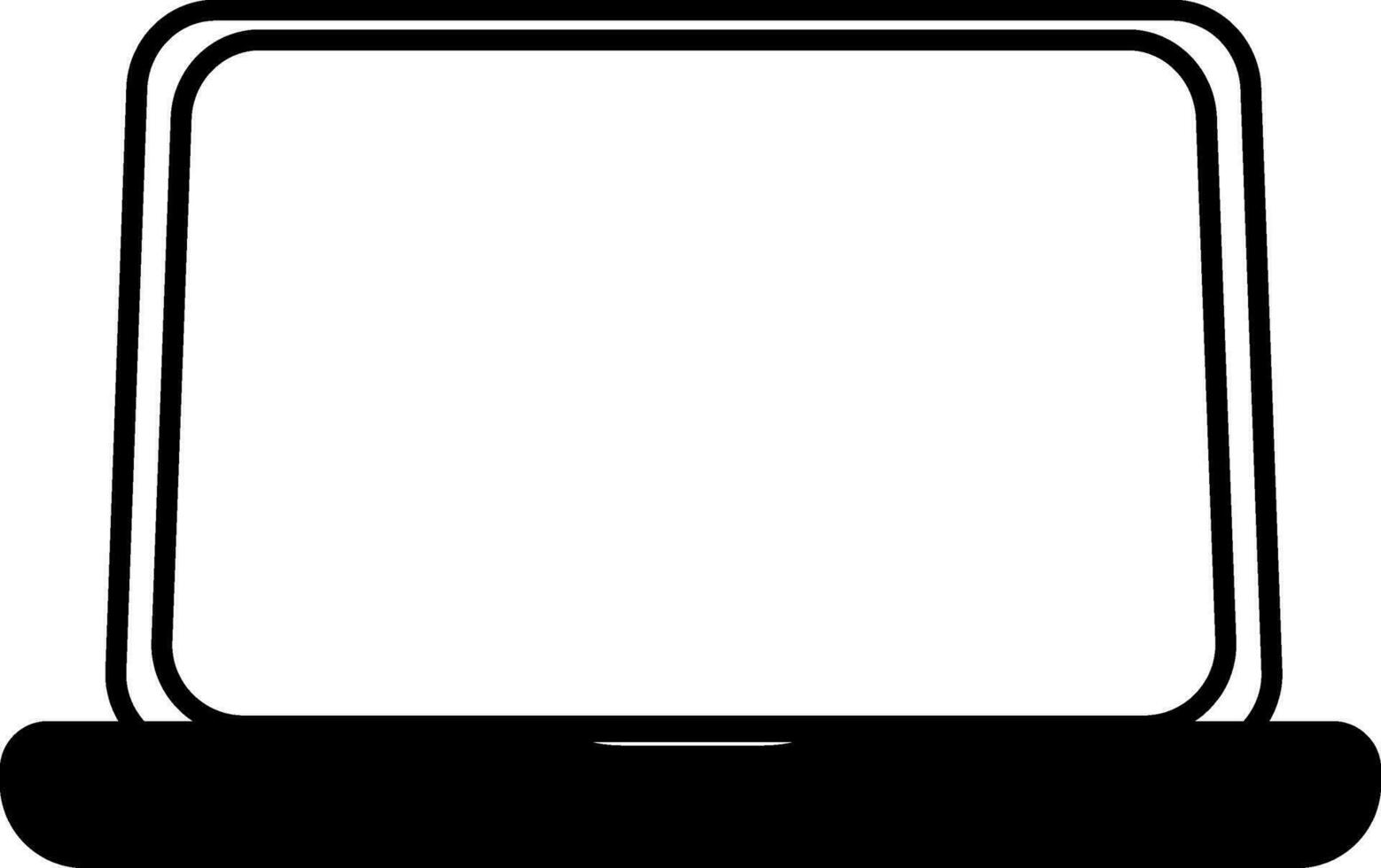 Black and White Laptop icon in flat style. vector