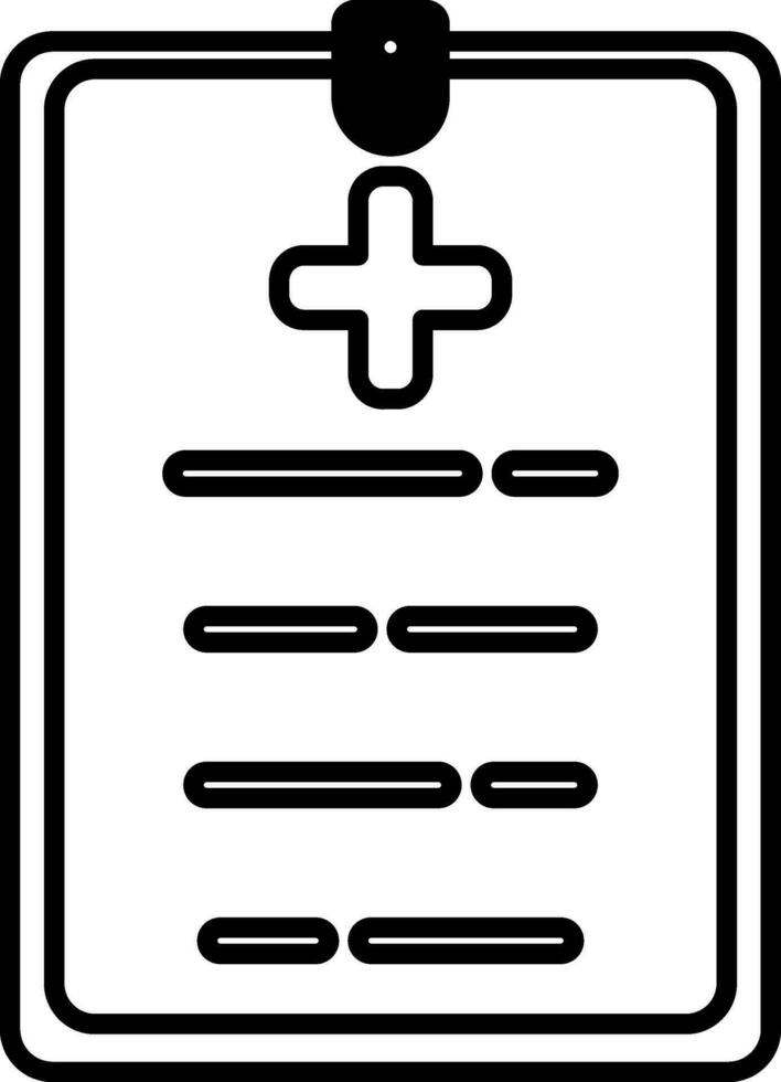 médico documento papel en portapapeles icono en Delgado línea. vector