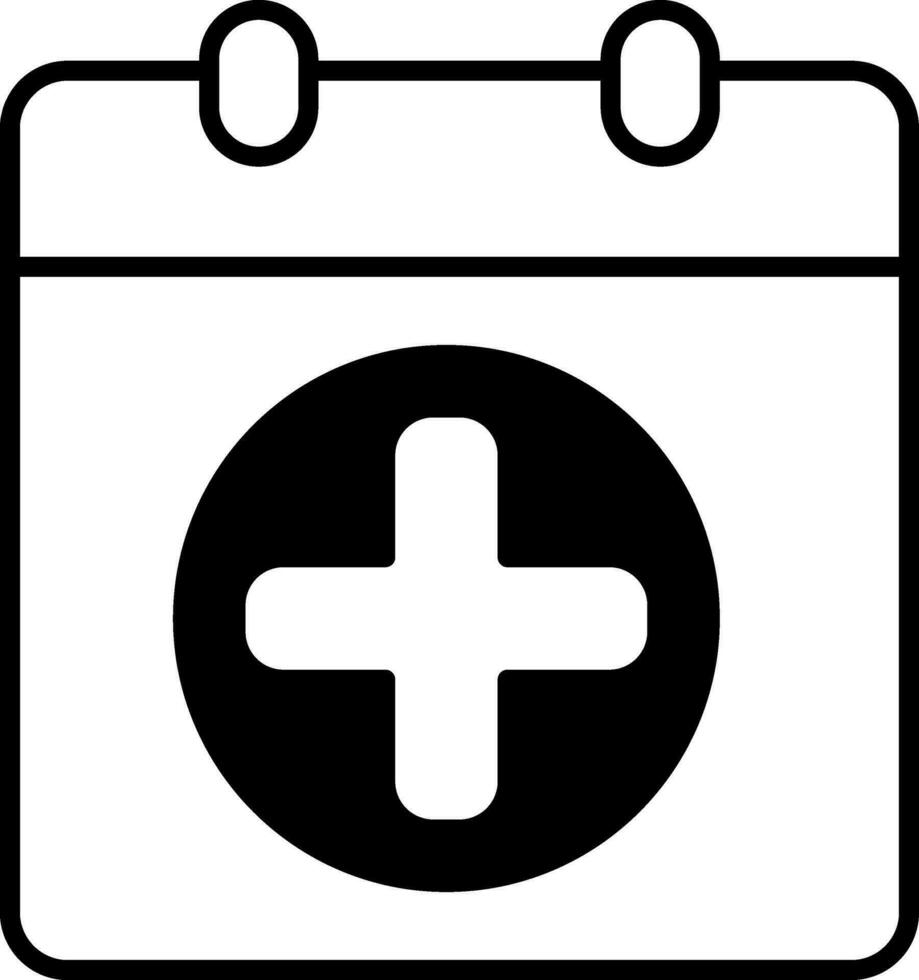 Illustration of Medical Calendar icon in black outline. vector