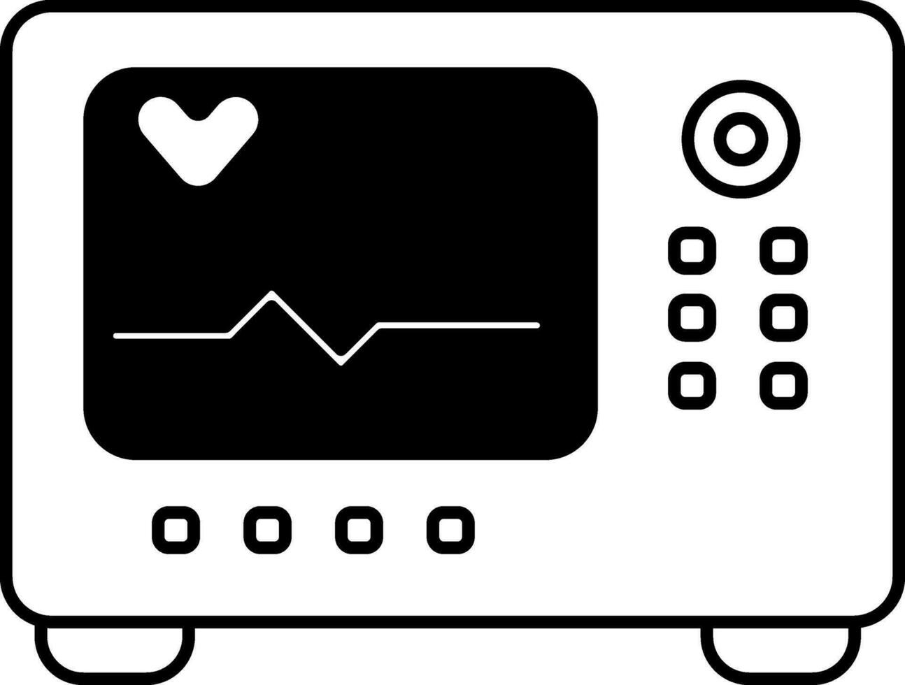 black and white illustration of ECG Machine Icon. vector