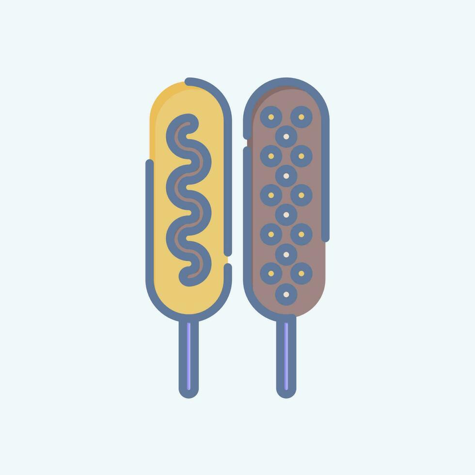 Icon Corn Dog. related to Amusement Park symbol. doodle style. simple design editable. simple illustration vector