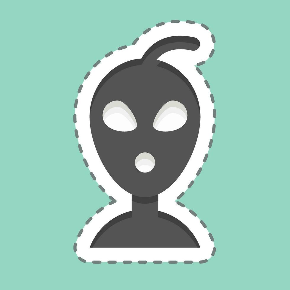 Sticker line cut Allien. related to Space symbol. simple design editable. simple illustration vector