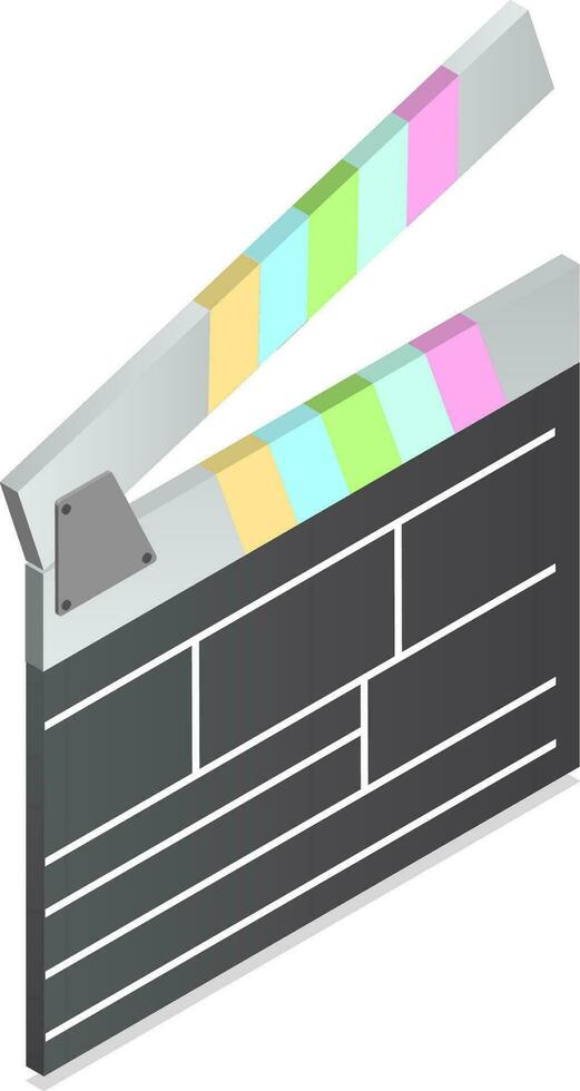 3D clapboard object on gray background. vector