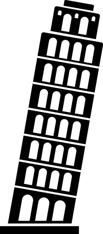 Pisa torre icono en negro y blanco color. vector