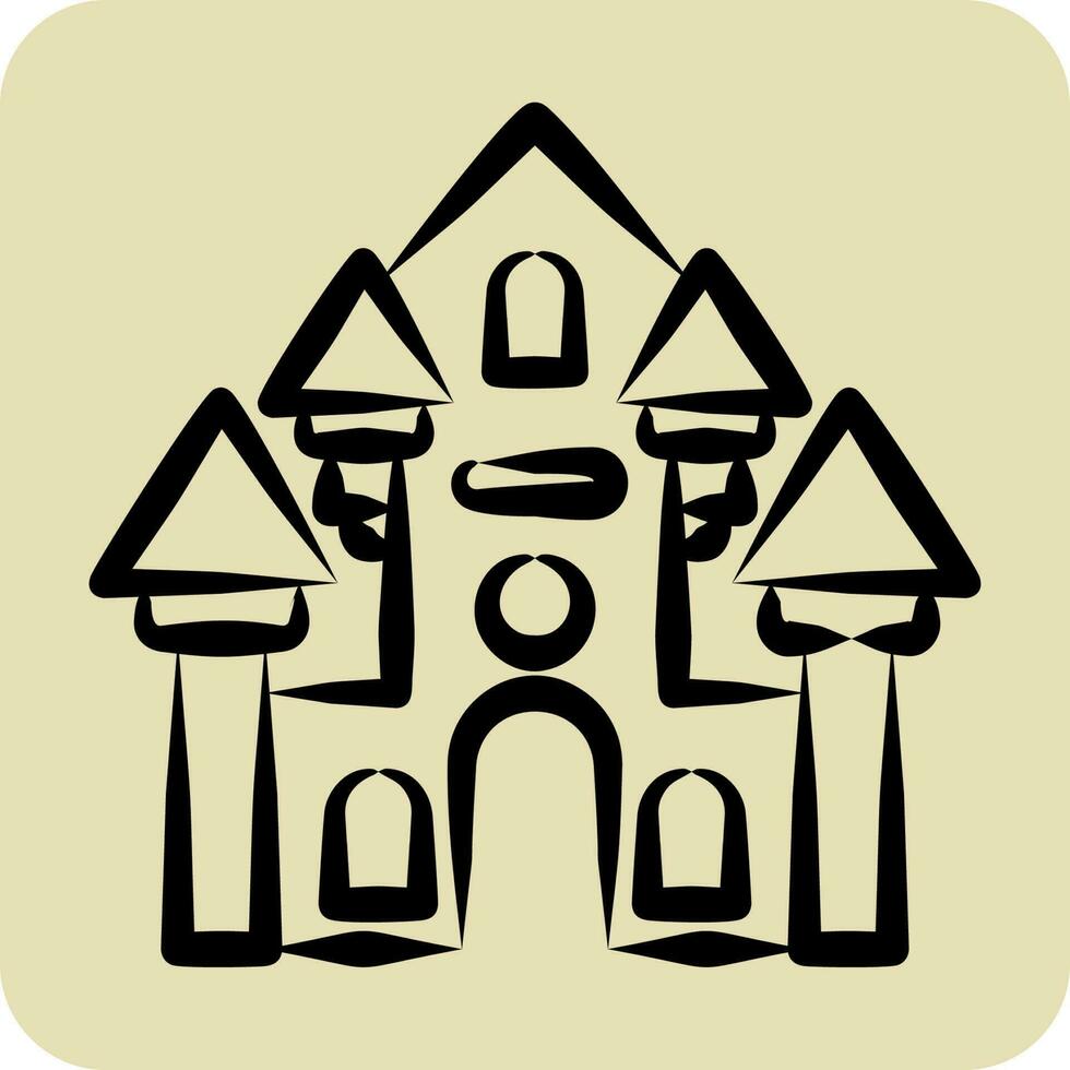 Icon Haunted House. related to Amusement Park symbol. hand drawn style. simple design editable. simple illustration vector