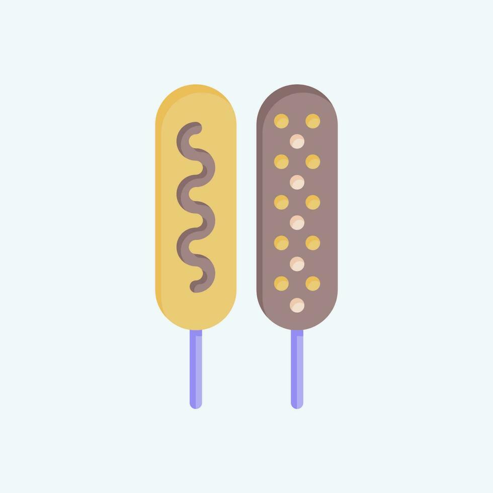 Icon Corn Dog. related to Amusement Park symbol. flat style. simple design editable. simple illustration vector