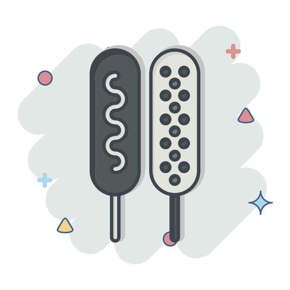 Icon Corn Dog. related to Amusement Park symbol. comic style. simple design editable. simple illustration vector