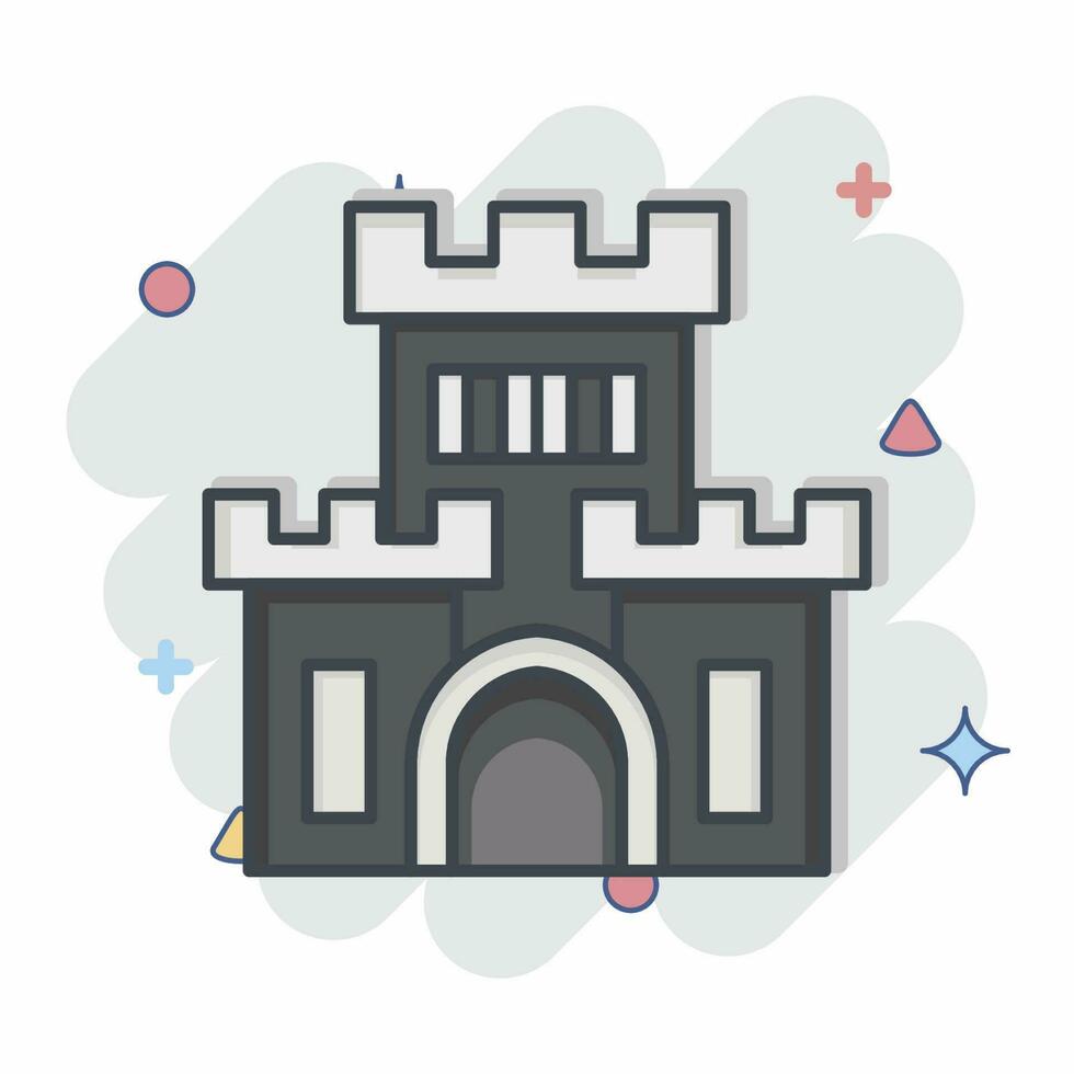 Icon Castle. related to Amusement Park symbol. comic style. simple design editable. simple illustration vector