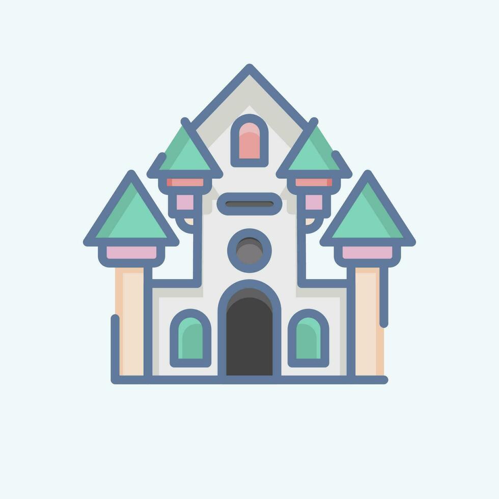 Icon Haunted House. related to Amusement Park symbol. doodle style. simple design editable. simple illustration vector