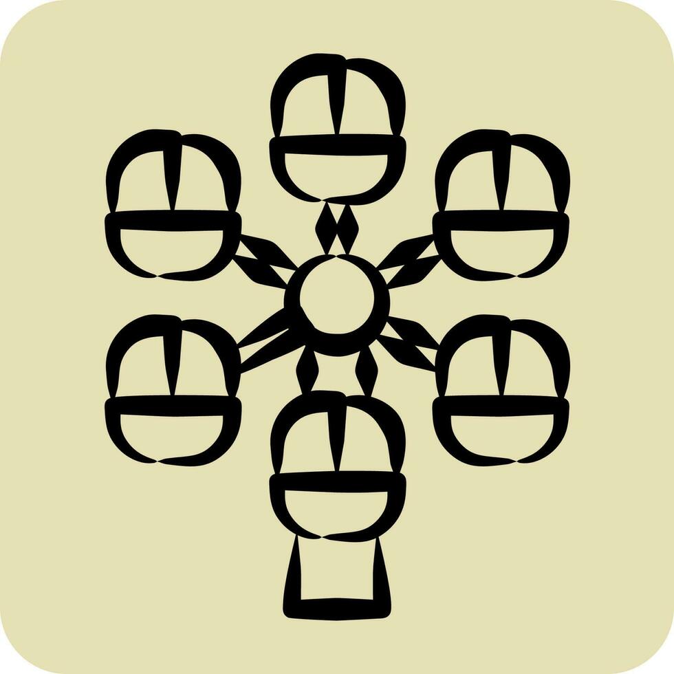 Icon Pherris Wheel. related to Amusement Park symbol. hand drawn style. simple design editable. simple illustration vector