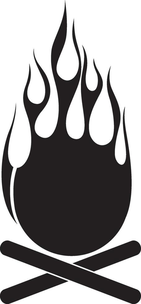 Black campfire bonefire icon, vector flat illustration.