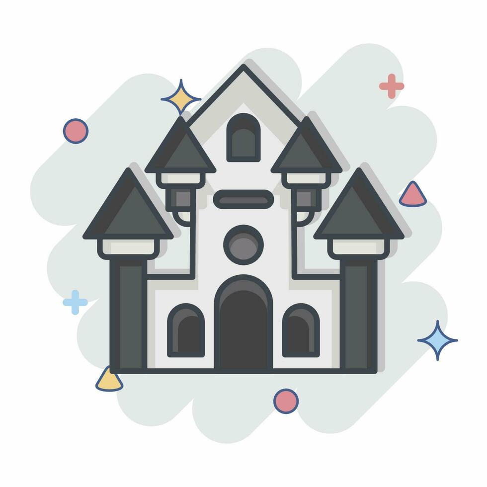 Icon Haunted House. related to Amusement Park symbol. comic style. simple design editable. simple illustration vector