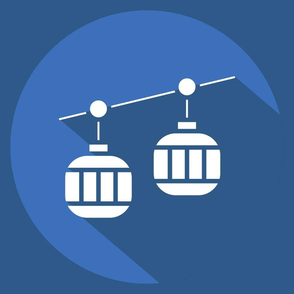 Icon Cable Car. related to Amusement Park symbol. long shadow style. simple design editable. simple illustration vector