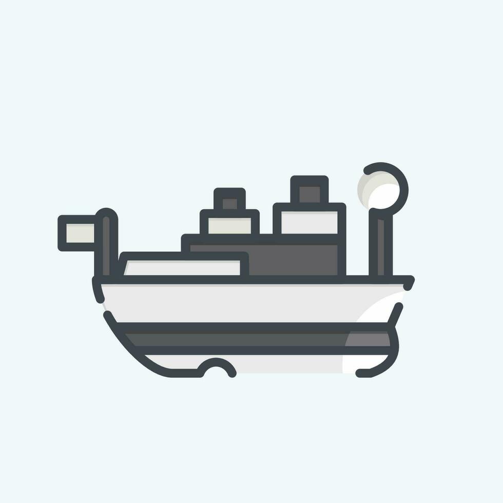 Icon USS Missouri. related to Hawaii symbol. doodle style. simple design editable. vector