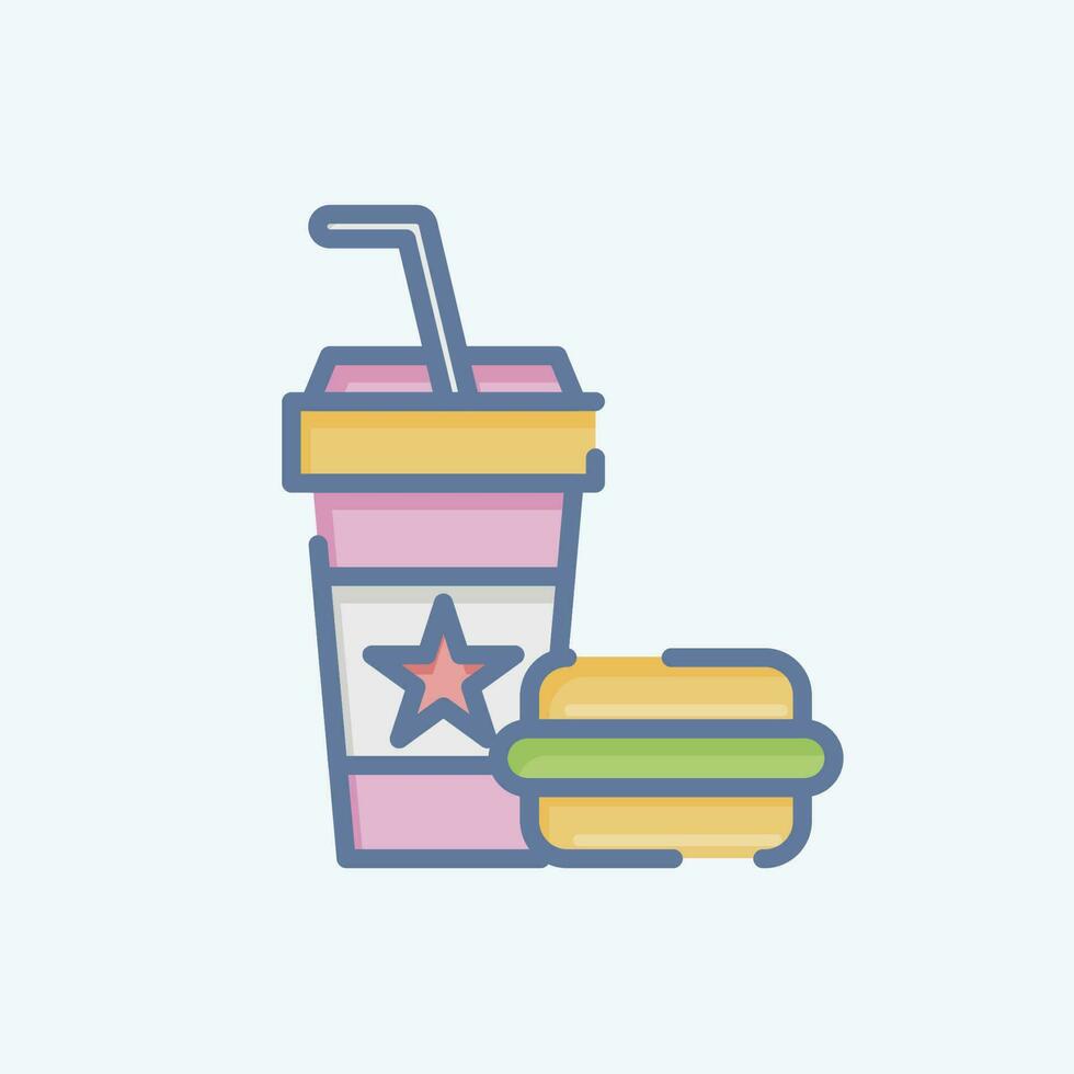 Icon Fast Food. related to Amusement Park symbol. doodle style. simple design editable. simple illustration vector