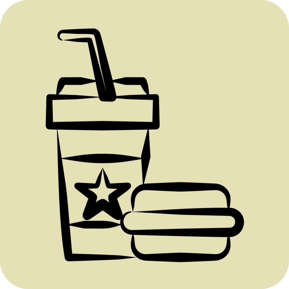 Icon Fast Food. related to Amusement Park symbol. hand drawn style. simple design editable. simple illustration vector