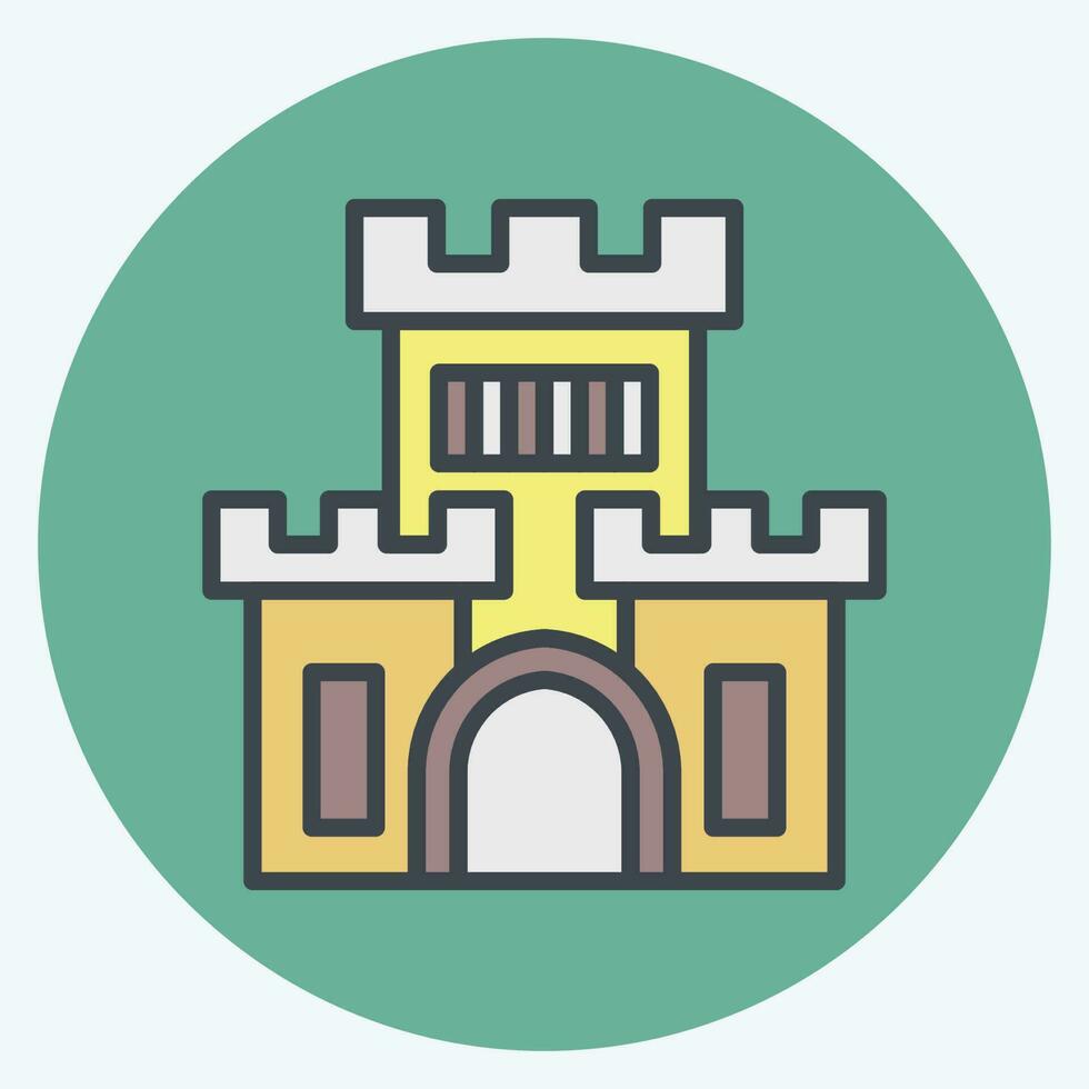 Icon Castle. related to Amusement Park symbol. color mate style. simple design editable. simple illustration vector