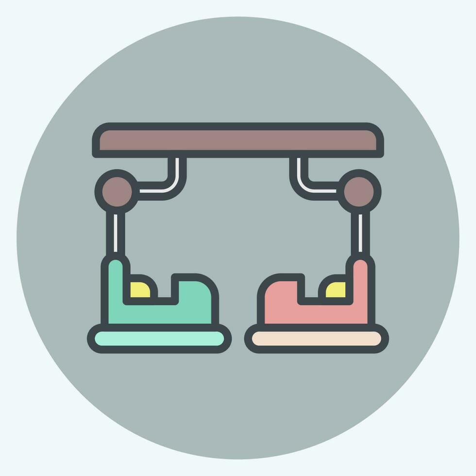 Icon Bumper Car. related to Amusement Park symbol. color mate style. simple design editable. simple illustration vector