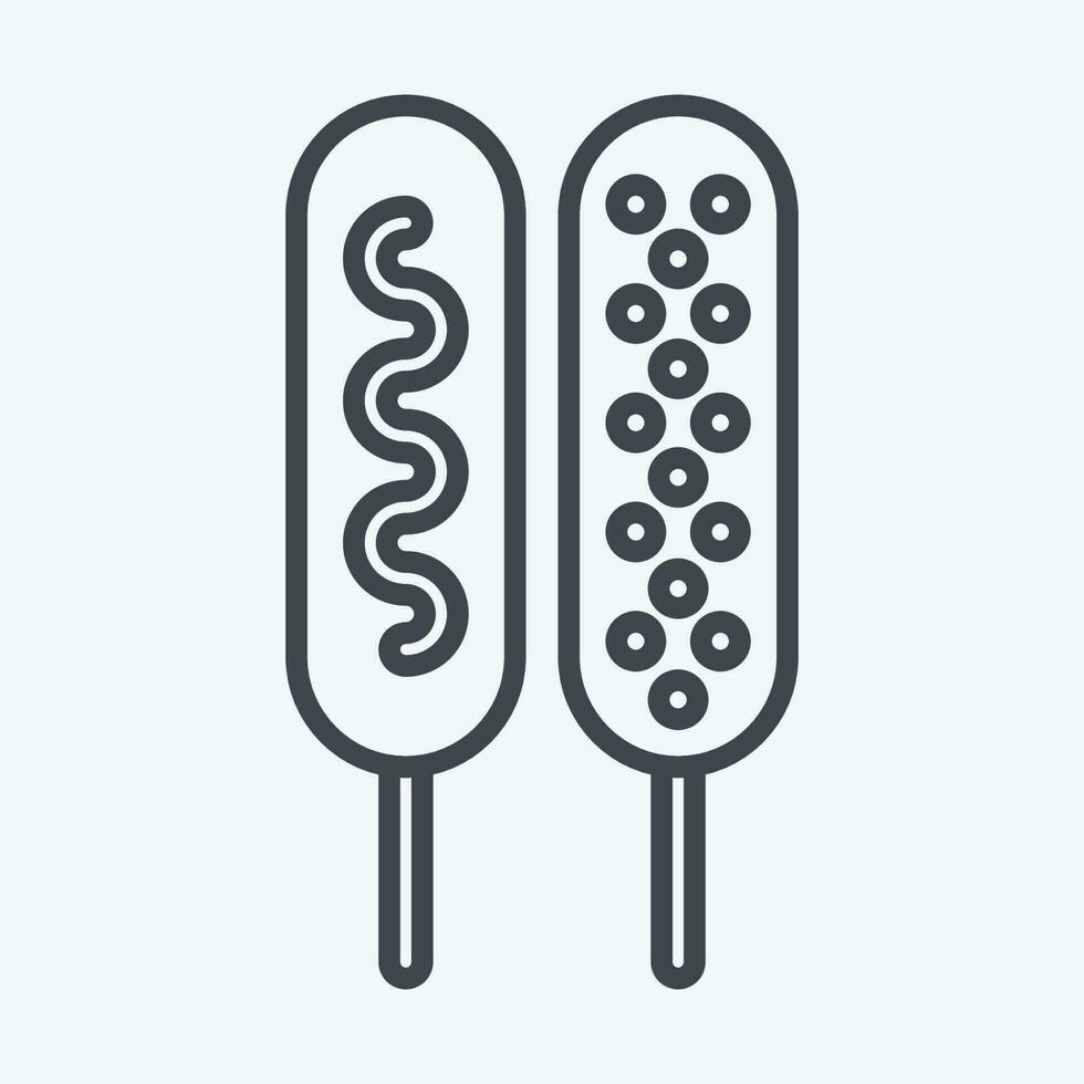 Icon Corn Dog. related to Amusement Park symbol. line style. simple design editable. simple illustration vector