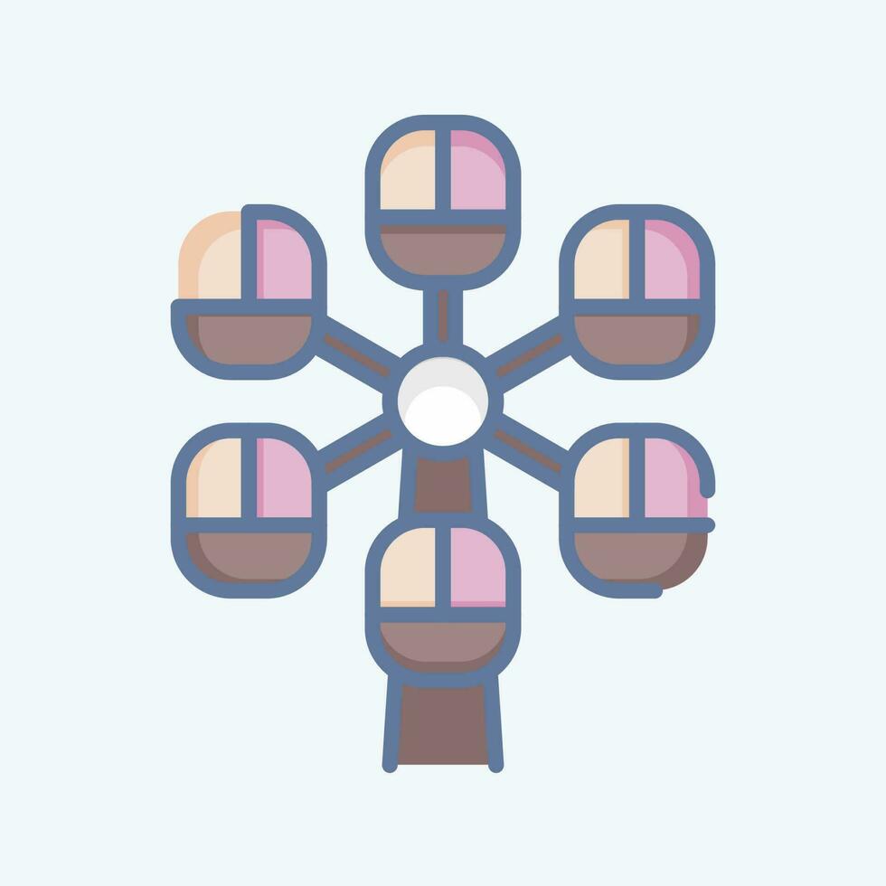 Icon Pherris Wheel. related to Amusement Park symbol. doodle style. simple design editable. simple illustration vector