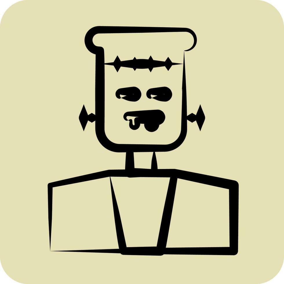 Icon Frankenstein. suitable for Halloween symbol. hand drawn style. simple design editable. design template vector