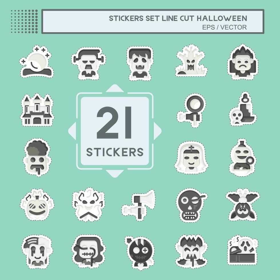 Sticker line cut Set Halloween. related to Celebration symbol. simple design editable. simple illustration vector