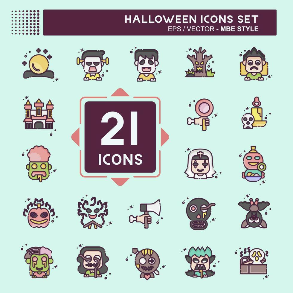 Icon Set Halloween. related to Celebration symbol. MBE style. simple design editable. simple illustration vector