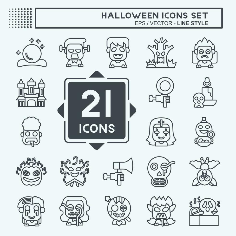 Icon Set Halloween. related to Celebration symbol. line style. simple design editable. simple illustration vector