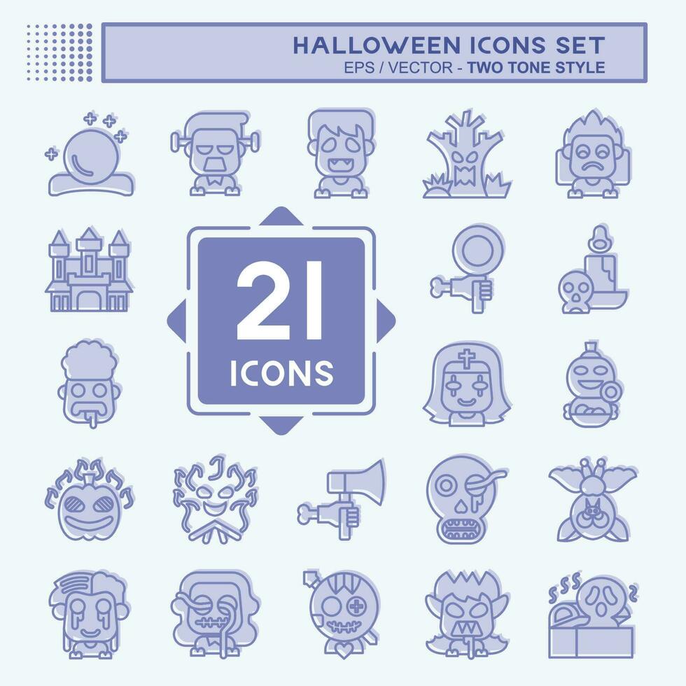 Icon Set Halloween. related to Celebration symbol. two tone style. simple design editable. simple illustration vector