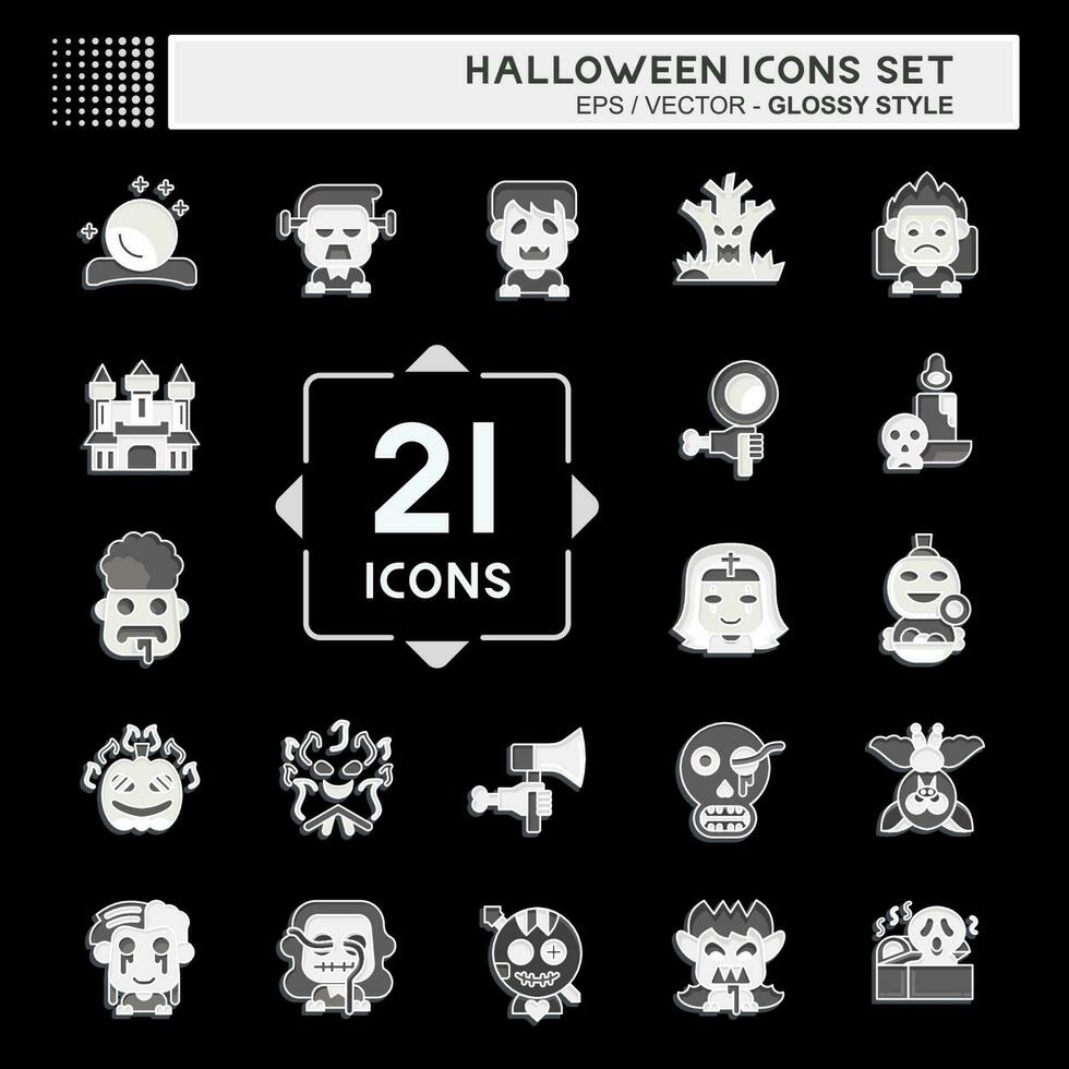 Icon Set Halloween. related to Celebration symbol. glossy style. simple design editable. simple illustration vector