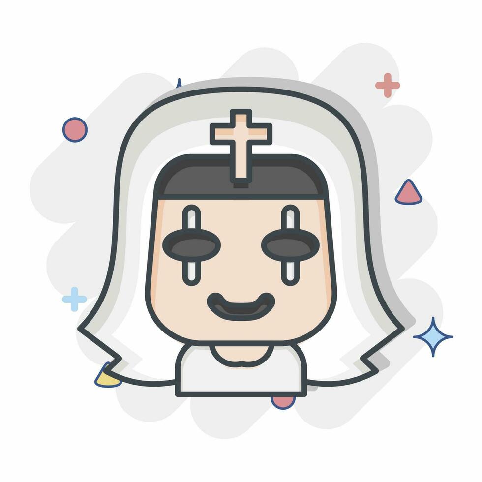 Icon Nun. related to Halloween symbol. comic style. simple design editable. simple illustration vector