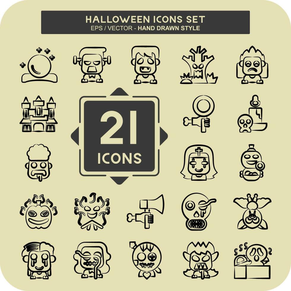 Icon Set Halloween. related to Celebration symbol. hand drawn style. simple design editable. simple illustration vector