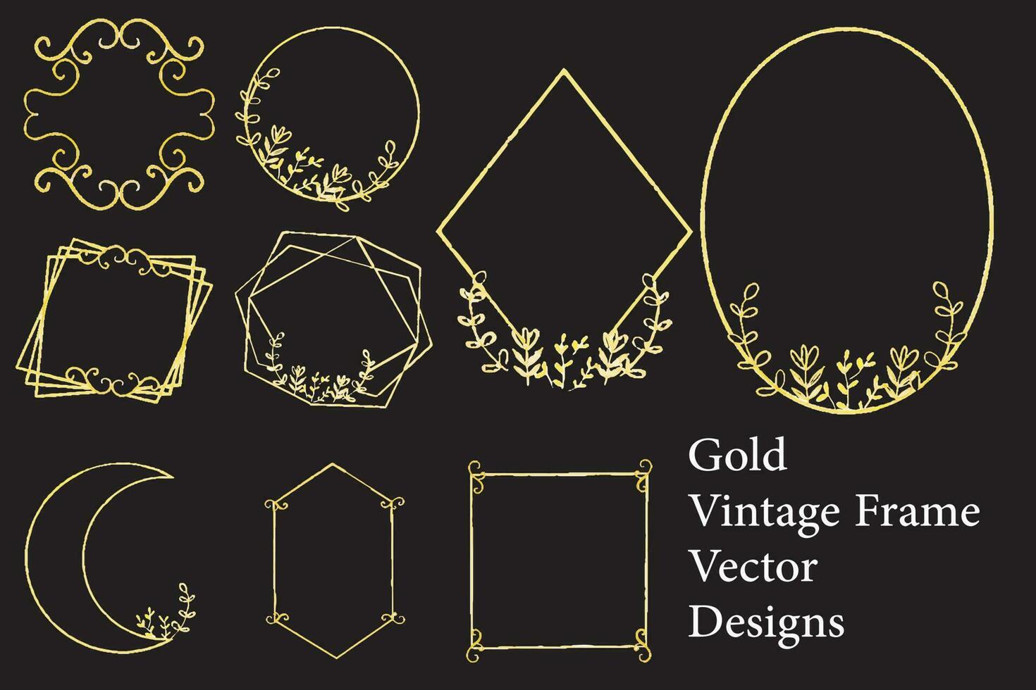 Set of Gold Vintage Frame Wreath Vector Design, Holiday Bokeh Background