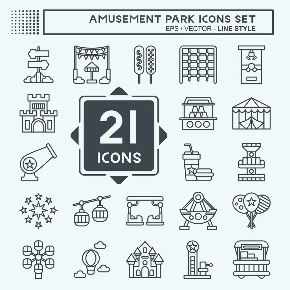 Icon Set Amusement Park. related to Celebration symbol. line style. simple design editable. simple illustration vector