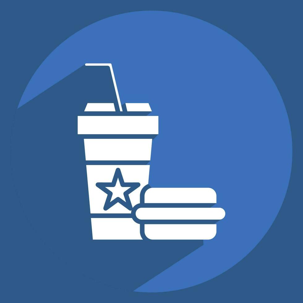Icon Fast Food. related to Amusement Park symbol. long shadow style. simple design editable. simple illustration vector