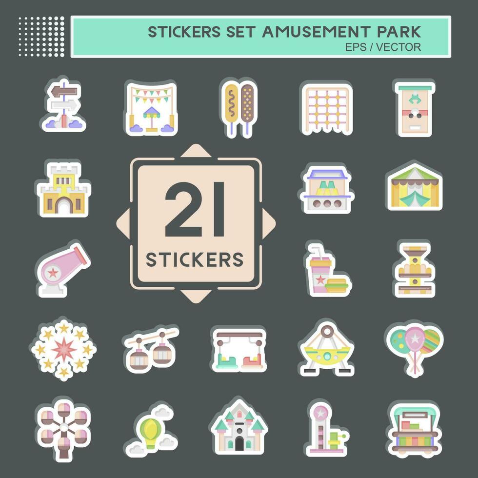 Sticker Set Amusement Park. related to Celebration symbol. simple design editable. simple illustration vector