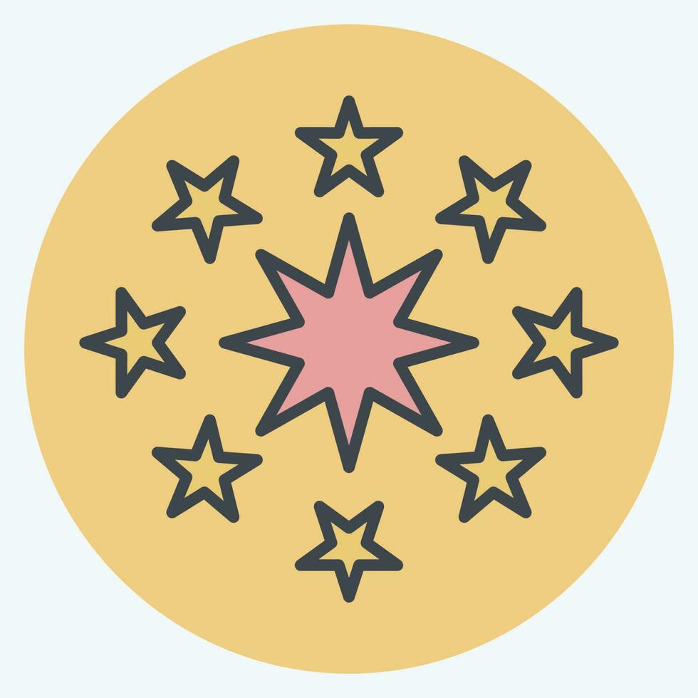 Icon Fireworks. related to Amusement Park symbol. color mate style. simple design editable. simple illustration vector