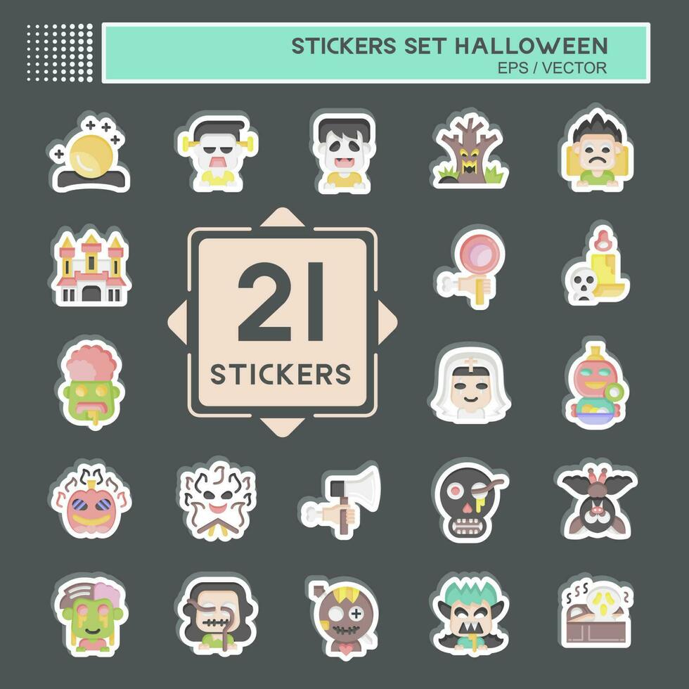 Sticker Set Halloween. related to Celebration symbol. simple design editable. simple illustration vector