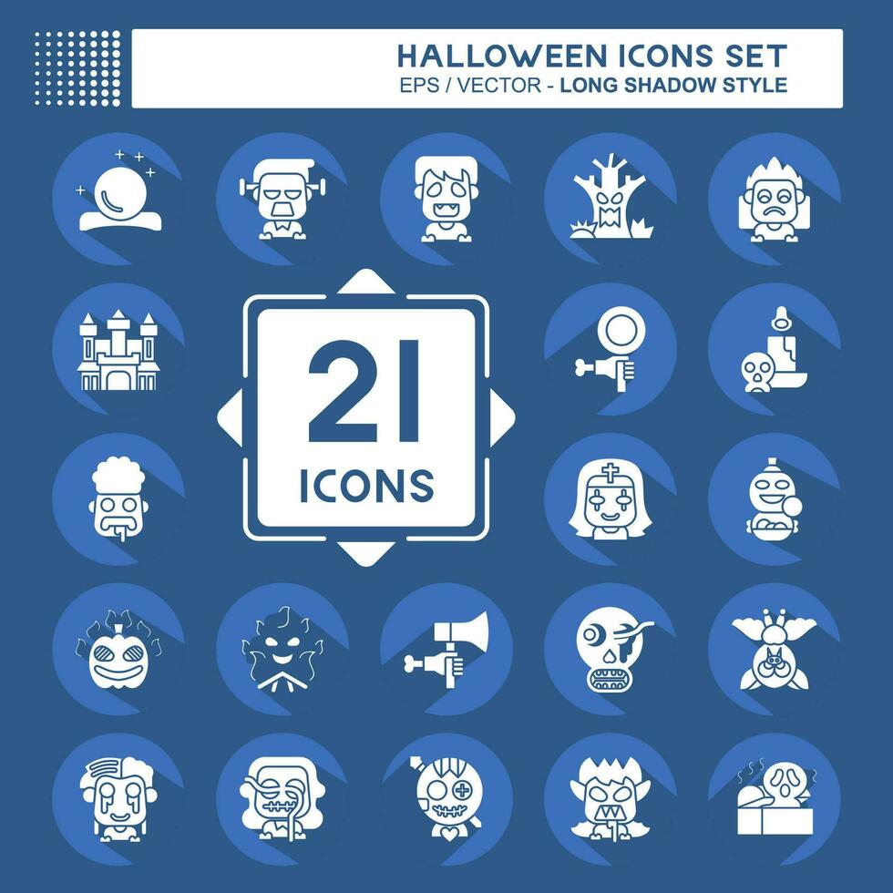 Icon Set Halloween. related to Celebration symbol. long shadow style. simple design editable. simple illustration vector