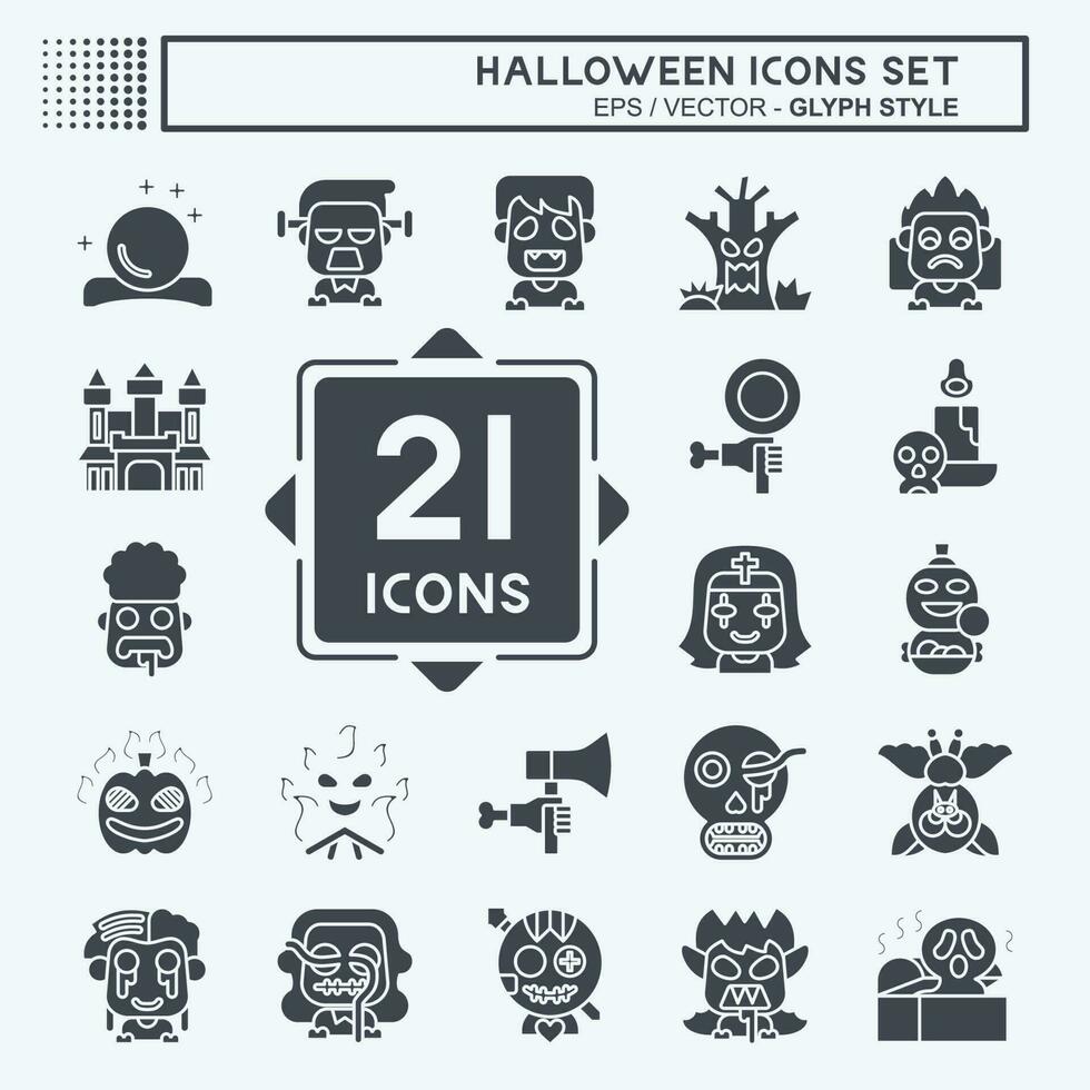 Icon Set Halloween. related to Celebration symbol. glyph style. simple design editable. simple illustration vector
