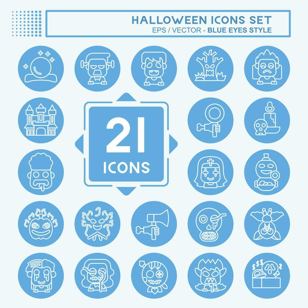 Icon Set Halloween. related to Celebration symbol. blue eyes style. simple design editable. simple illustration vector