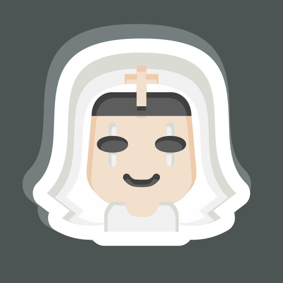 Sticker Nun. related to Halloween symbol. simple design editable. simple illustration vector