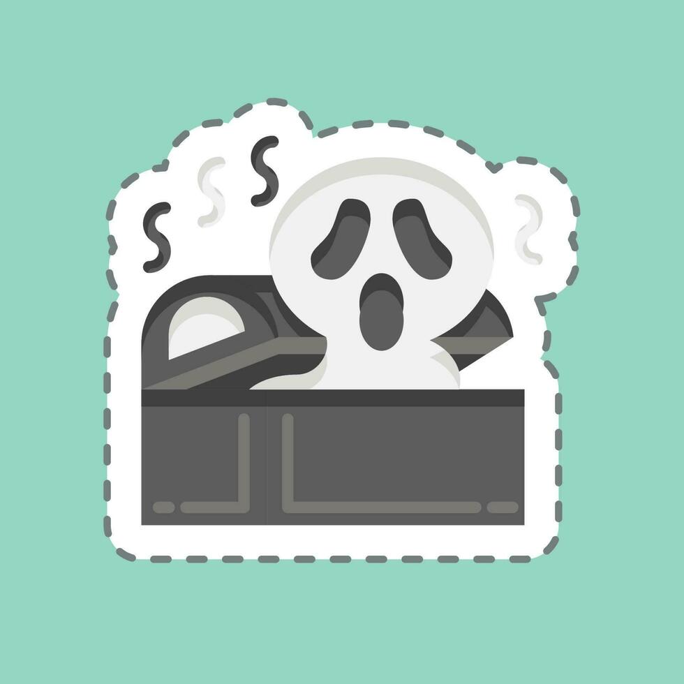 Sticker line cut Coffin. related to Halloween symbol. simple design editable. simple illustration vector