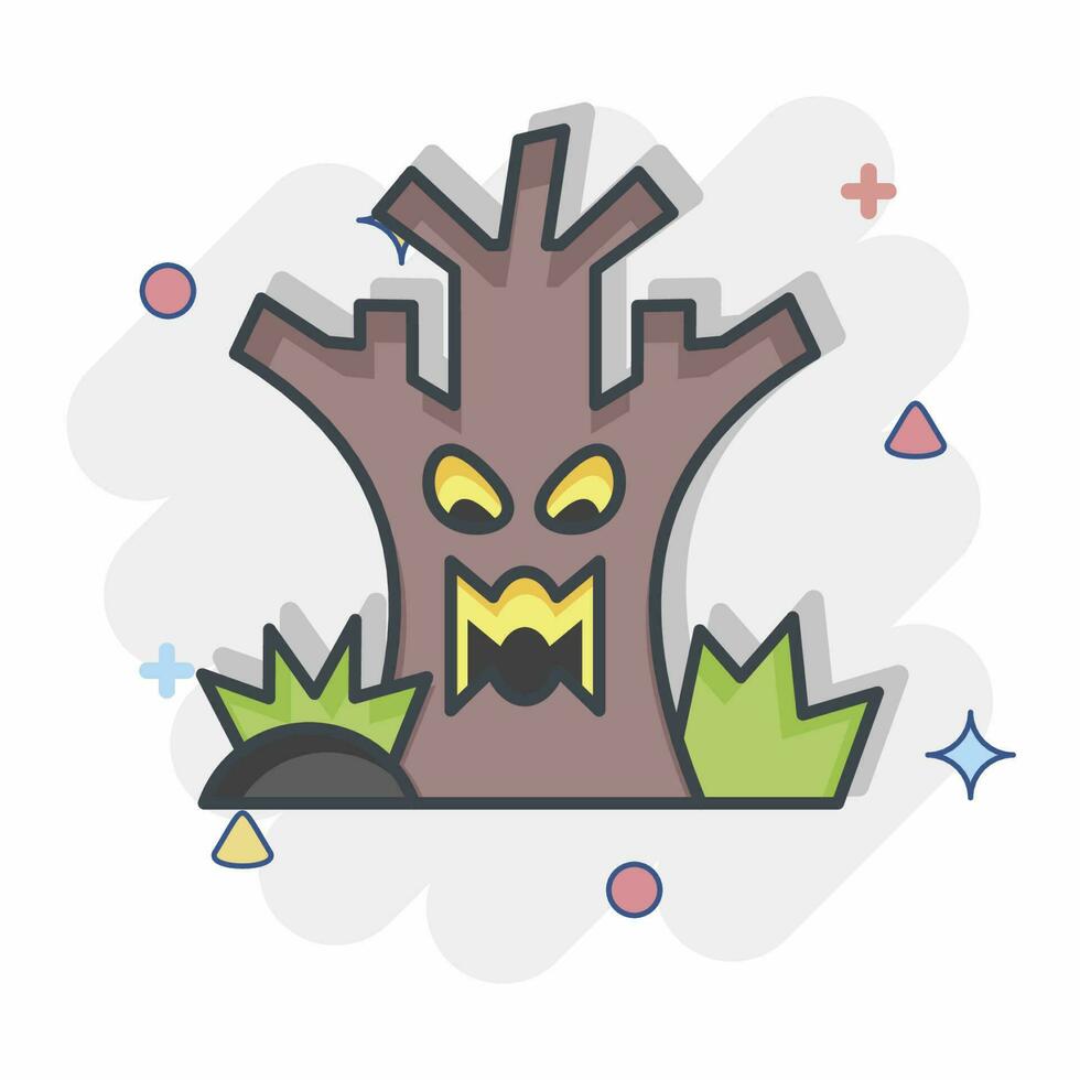 Icon Death Tree. related to Halloween symbol. comic style. simple design editable. simple illustration vector