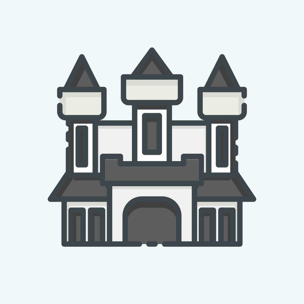 Icon Castle. related to Halloween symbol. doodle style. simple design editable. simple illustration vector