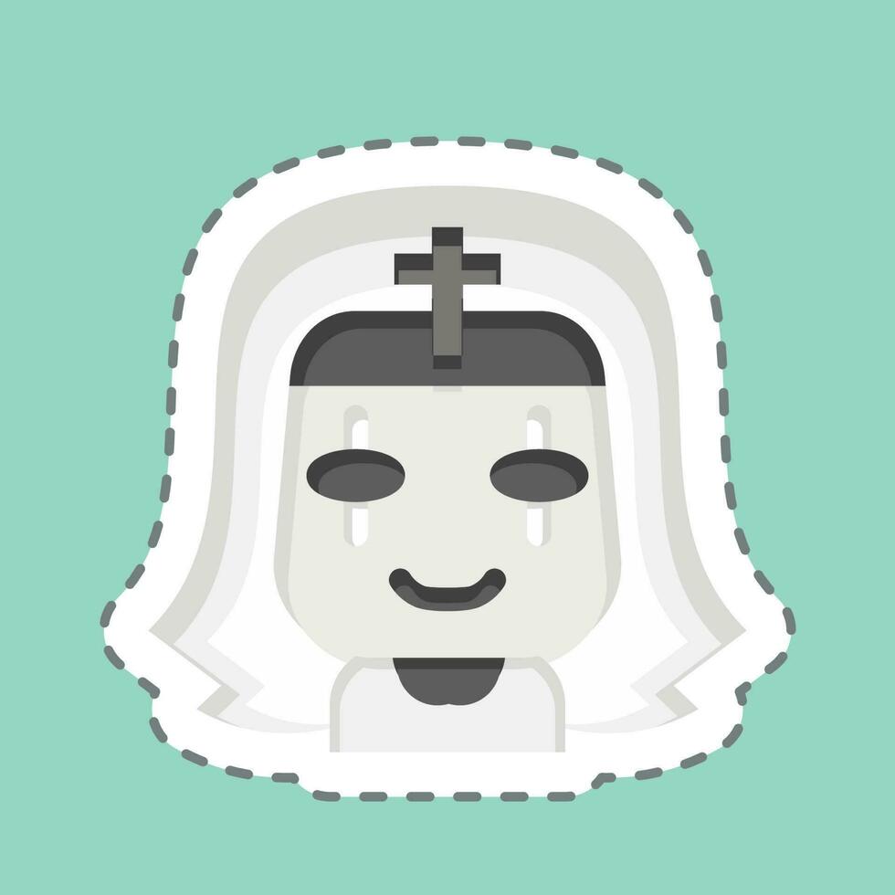 Sticker line cut Nun. related to Halloween symbol. simple design editable. simple illustration vector