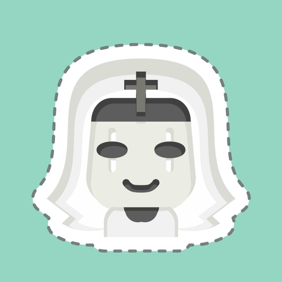 Sticker line cut Nun. related to Halloween symbol. simple design editable. simple illustration vector