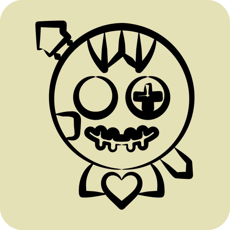 Icon Voodoo Doll. related to Halloween symbol. hand drawn style. simple design editable. simple illustration vector